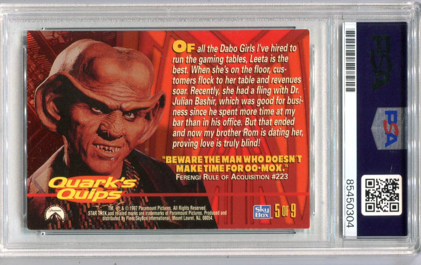 Chase Masterson 1997 Skybox Star Trek Deep Space Nine #5 PSA Authentic Auto Card