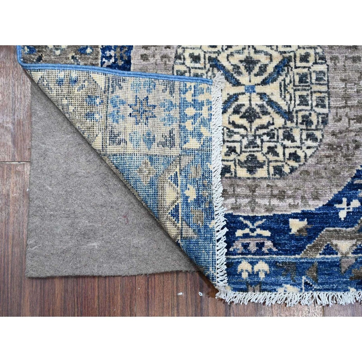 2'7"X11'9" Blue Aryana Hand Knotted Mamluk Design Runner Oriental Rug