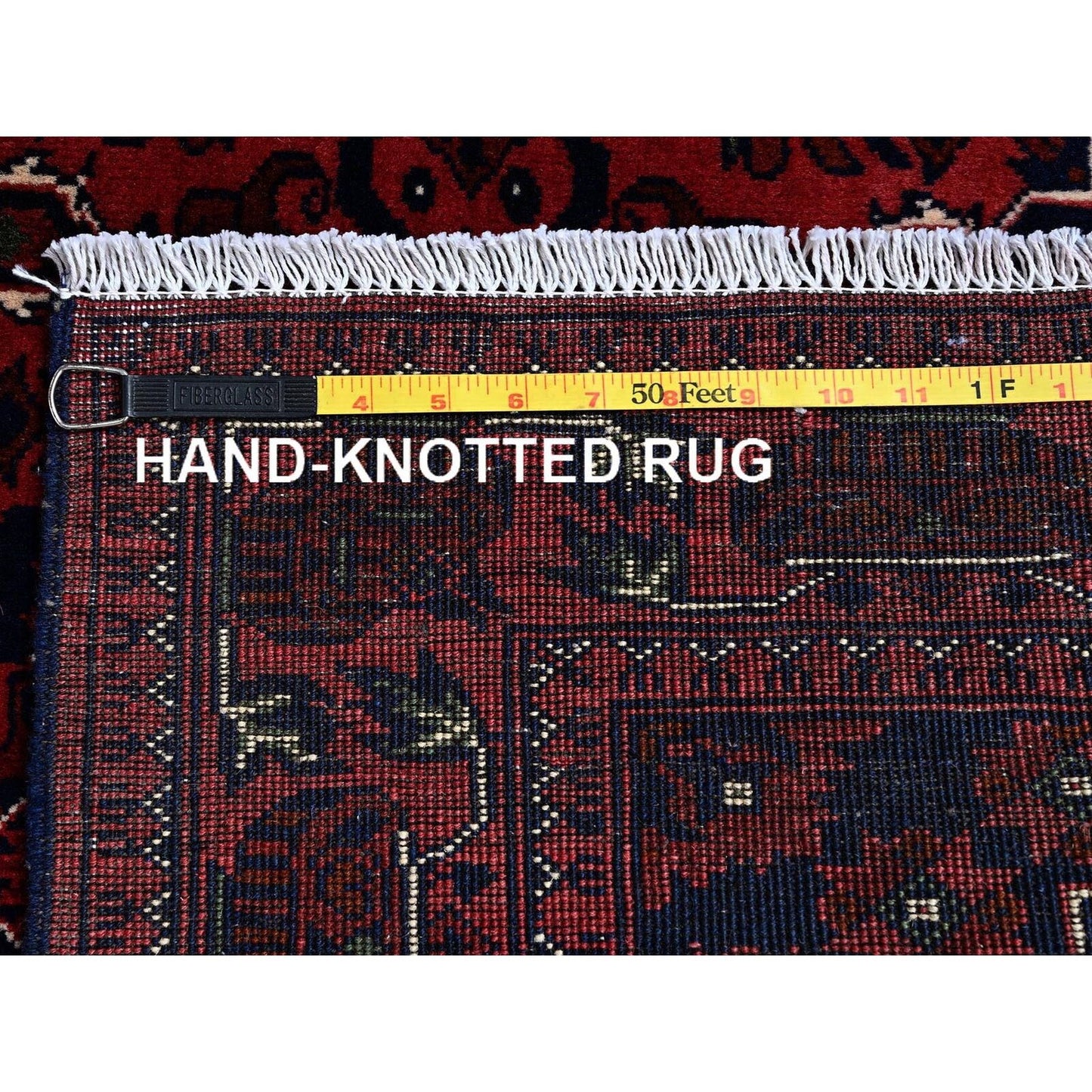 3'10"X6' Red Afghan Khamyab Geometric Design Hand Knotted Pure Wool Rug