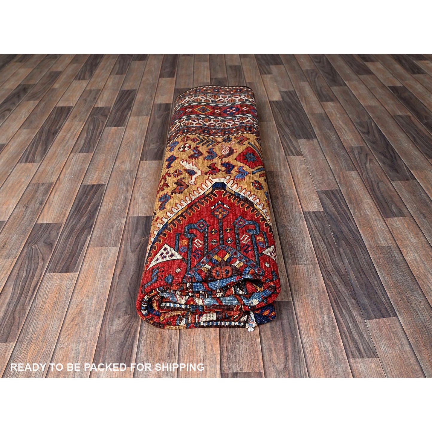 8'7"X10' Yellow Afghan Ersari With Turkish Knot Hand Knotted 100% Wool Rug