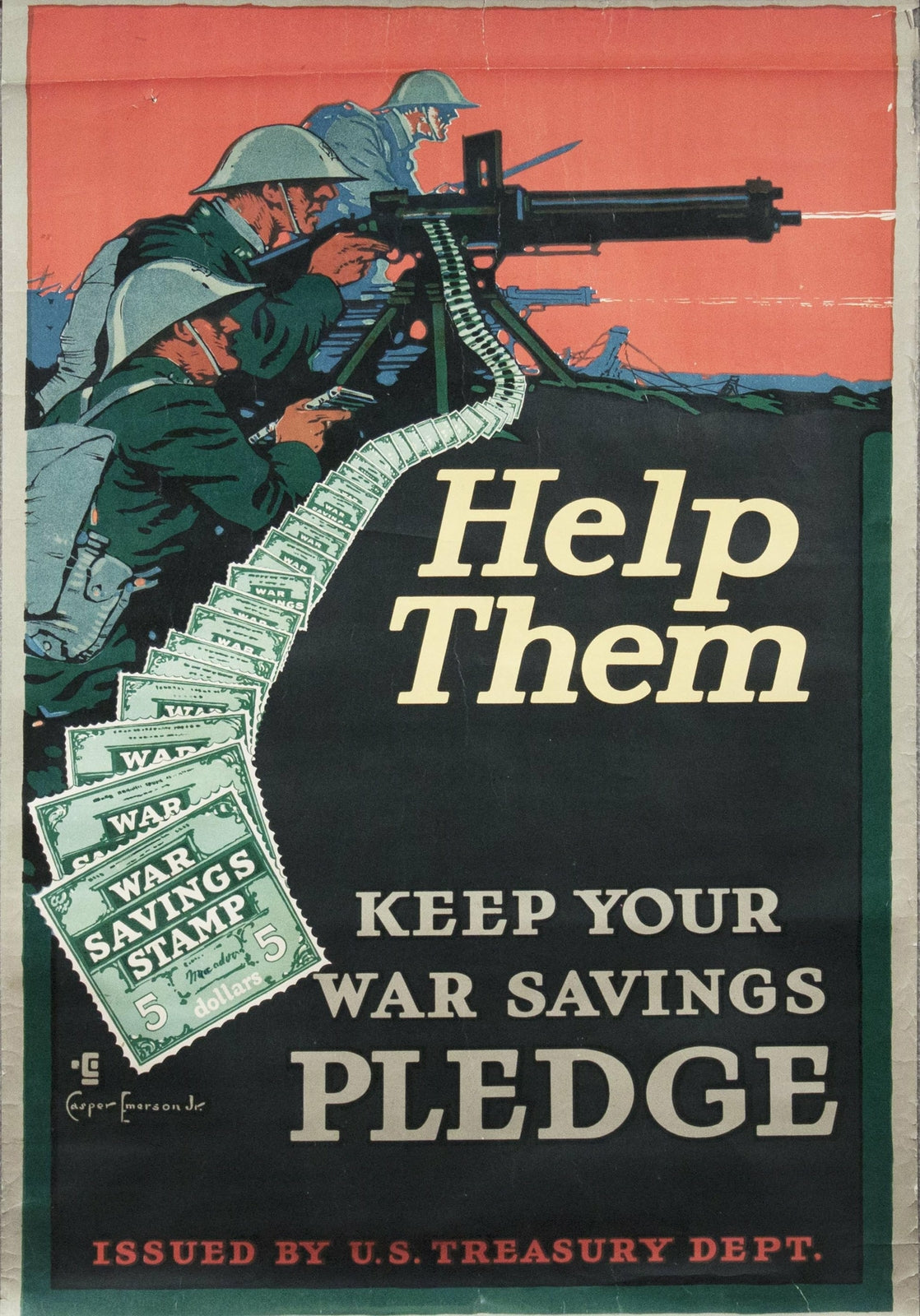 Casper Emerson Help Them " Lithograph Advertising Black & White