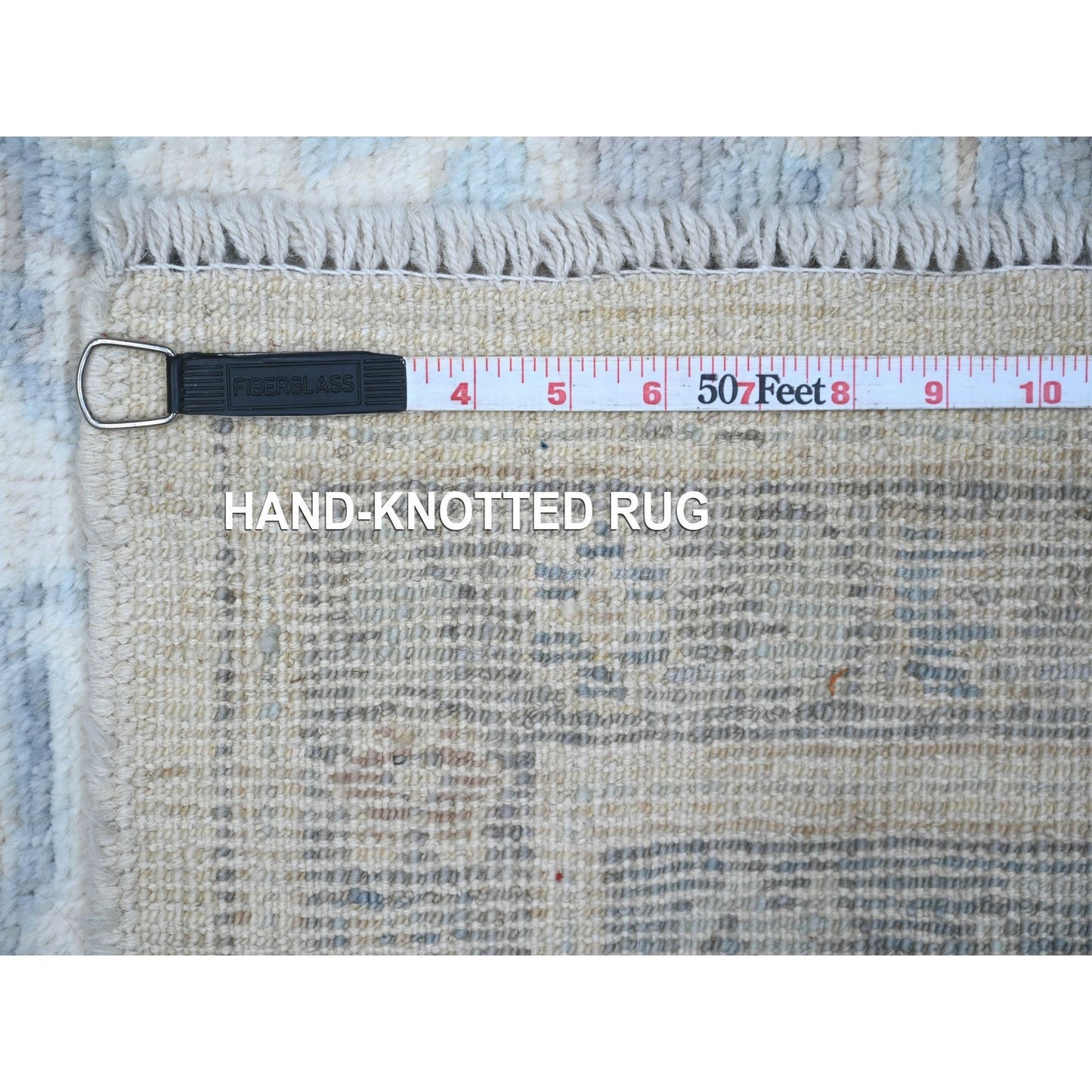 6'1"X9'4" Cadet Gray Wool Weft Afghan Angora Oushak Oriental Rug