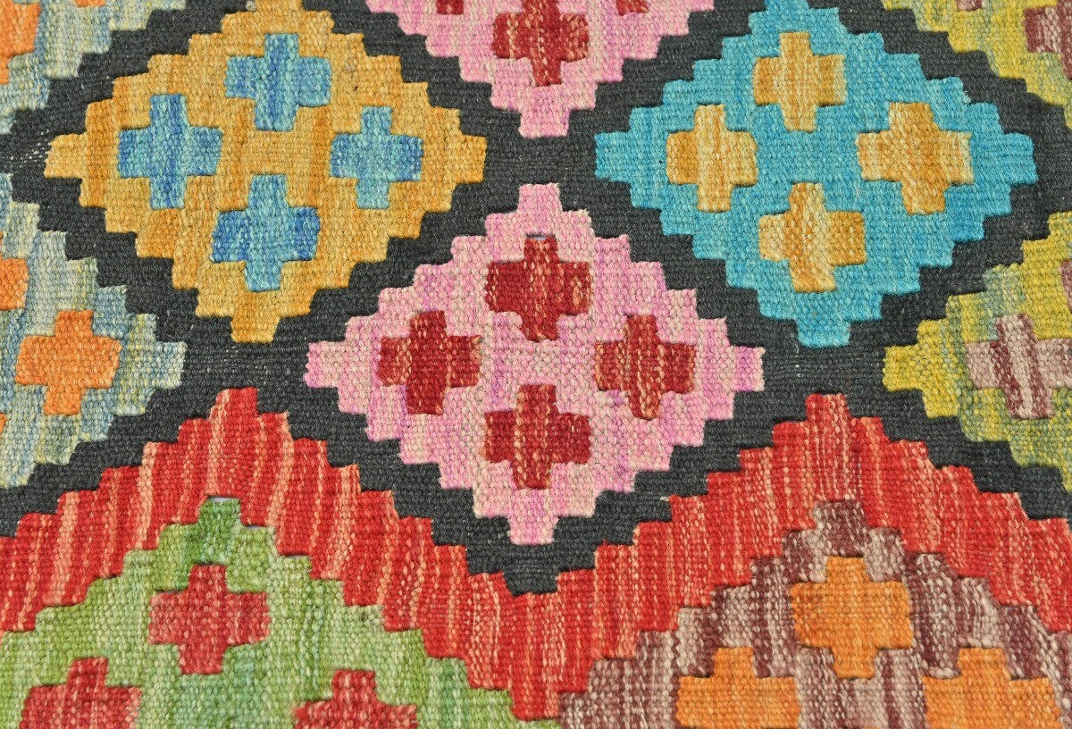 4X6 Ft Kilim Oriental Rug Multicolor Geometric