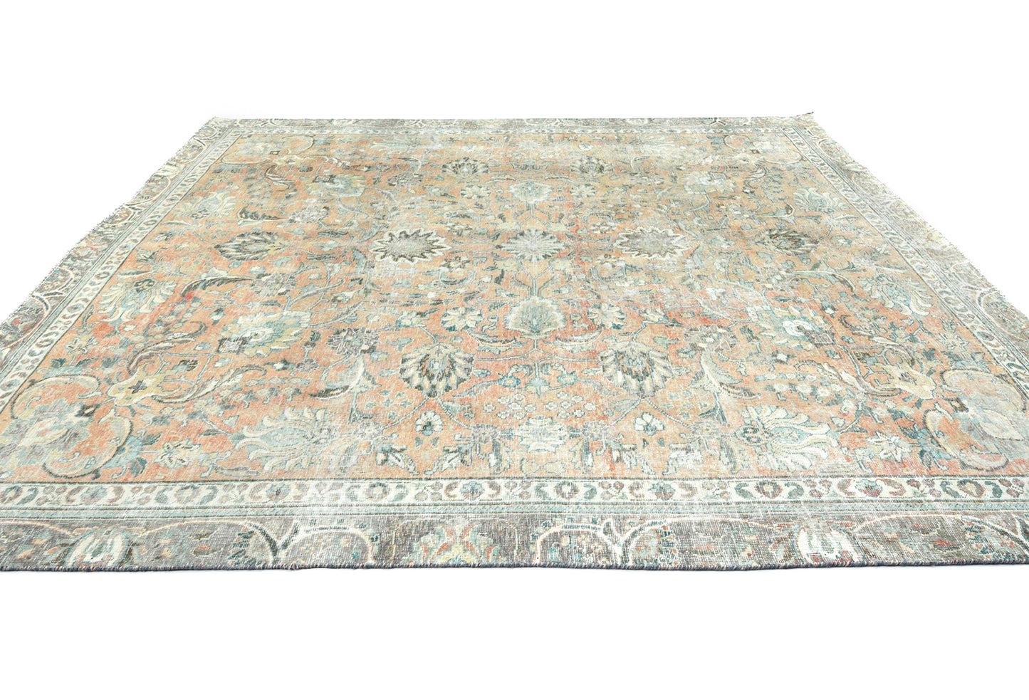 Distressed Vintage Oriental Rug Floral Style