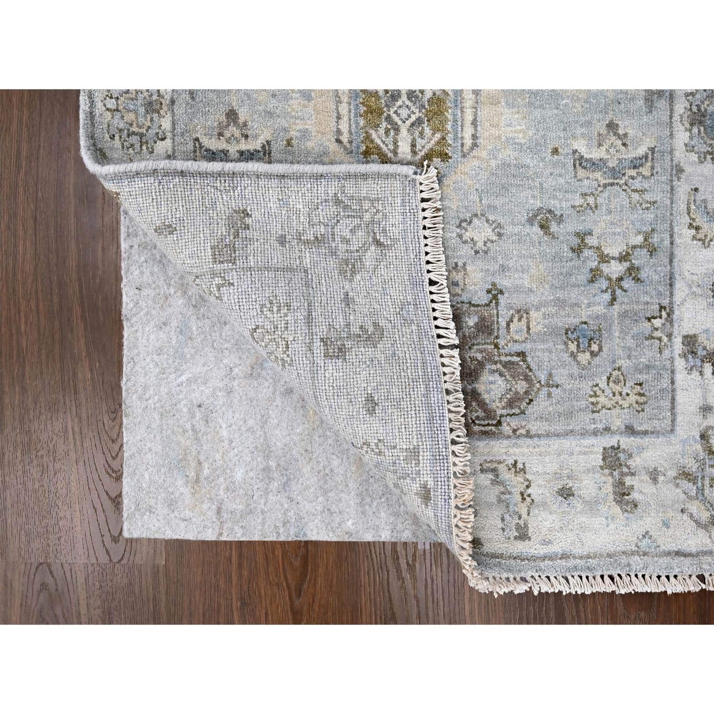 2'7"X27'9" Gray Karjihooz Geometric Design Hand Knotted Wool Runner Rug