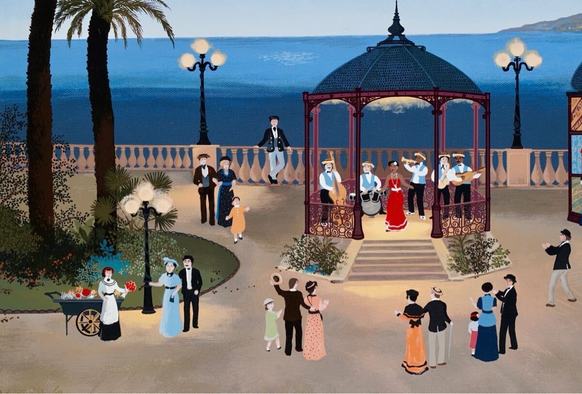 Fabienne Delacroix Giclee On Canvas "Outdoor Concert" Signed Limited Framed