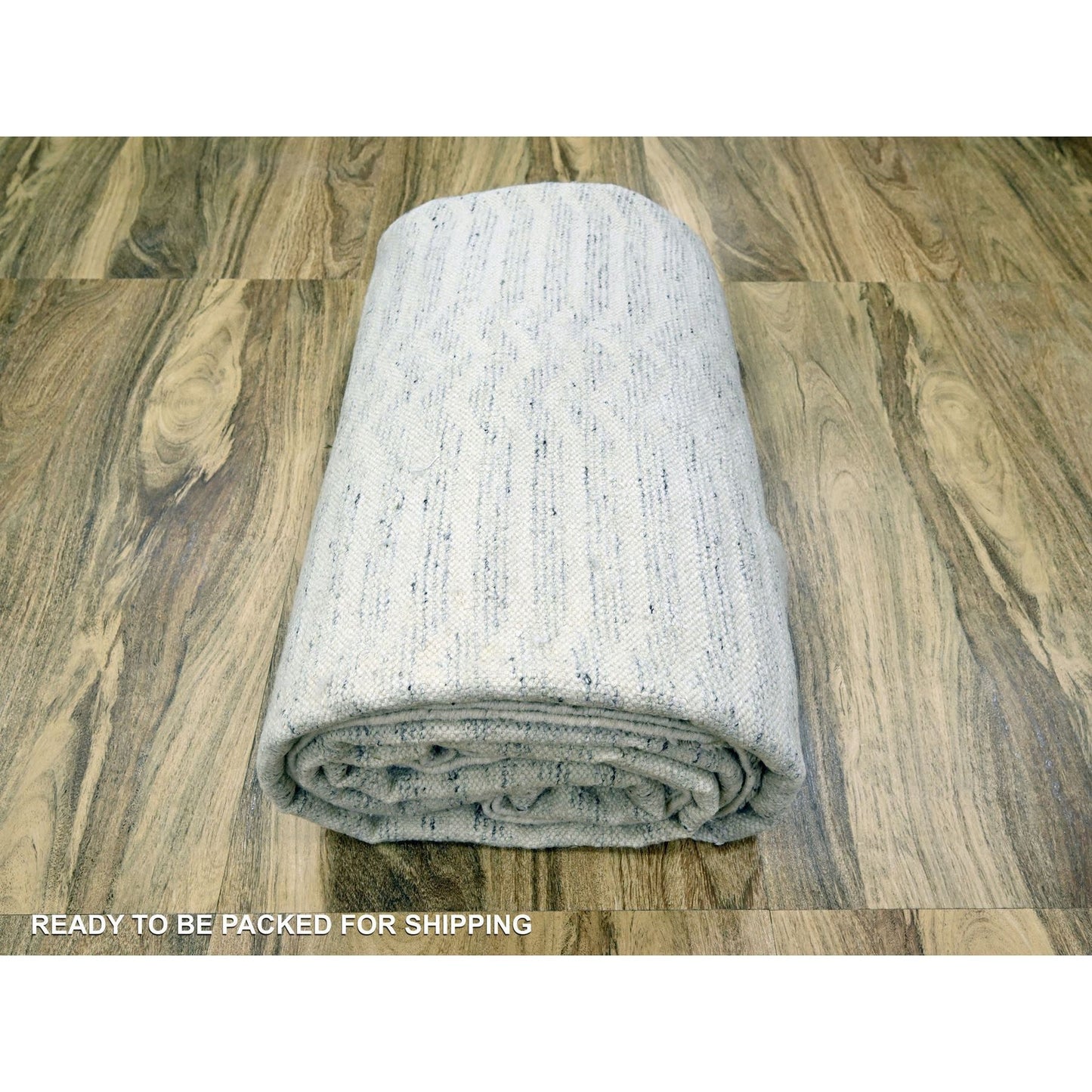 9'4"X11'10" White Textured Pile Moroccan Weave Pure Wool Hand Knotted Rug