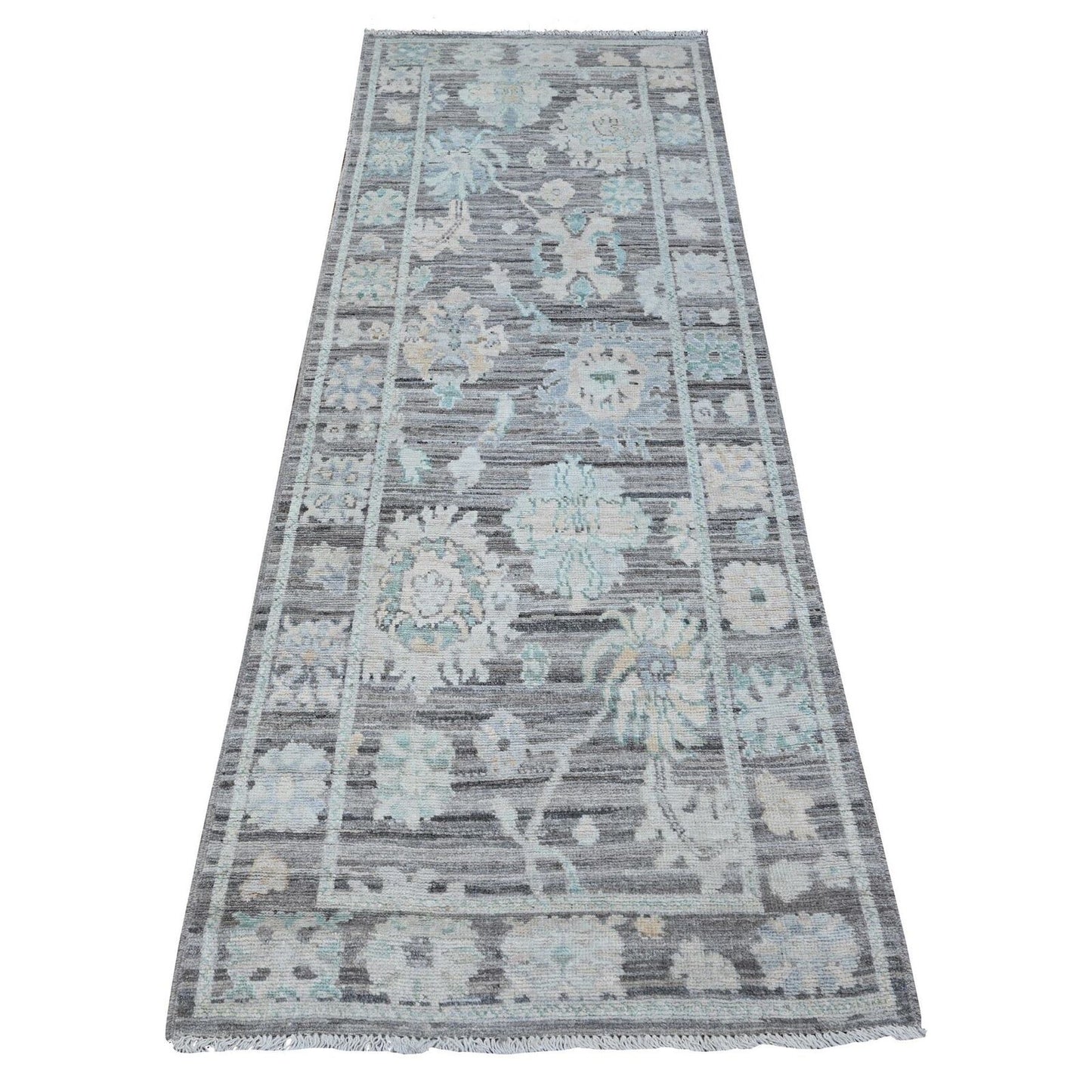 2'9"X8' Dark Silver Gray Afghan Angora Oushak Runner Oriental Rug