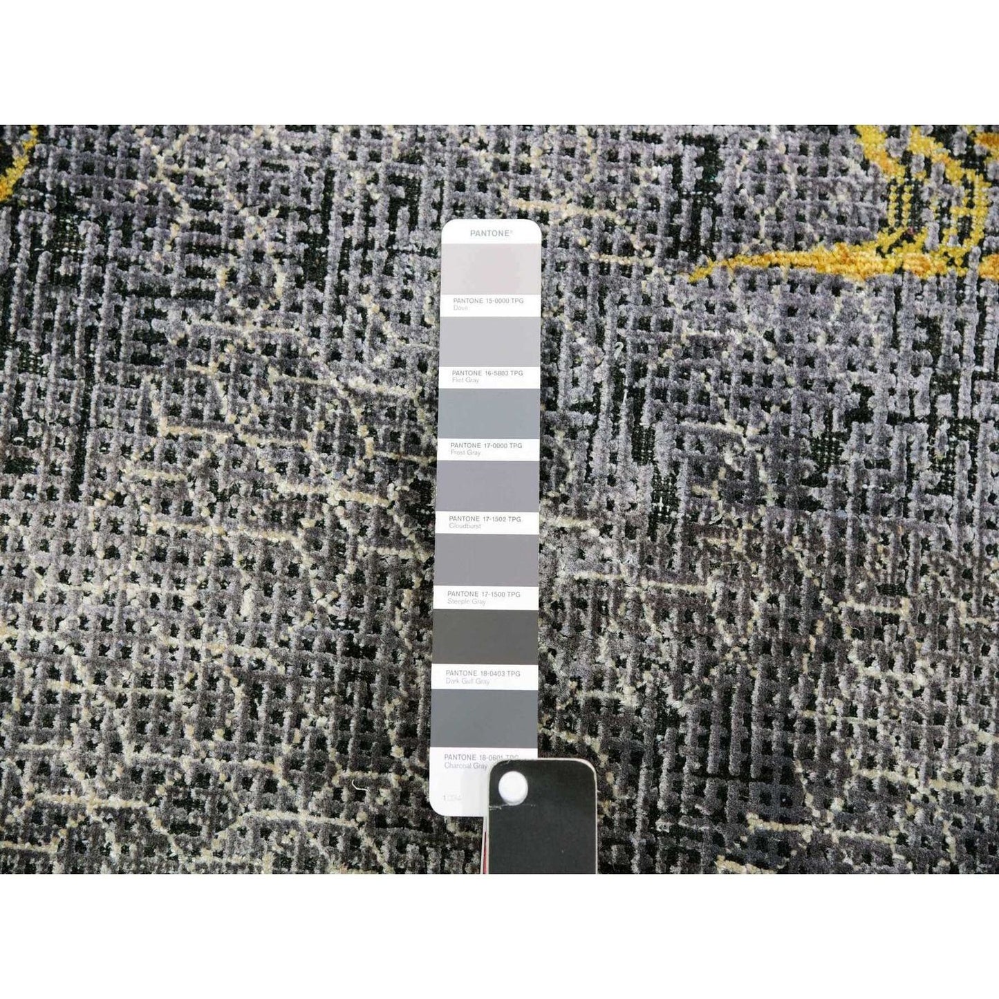 8'X10'3" Gray Golden Dragons Chinese Inspired Wool/Silk Hand Knotted Rug