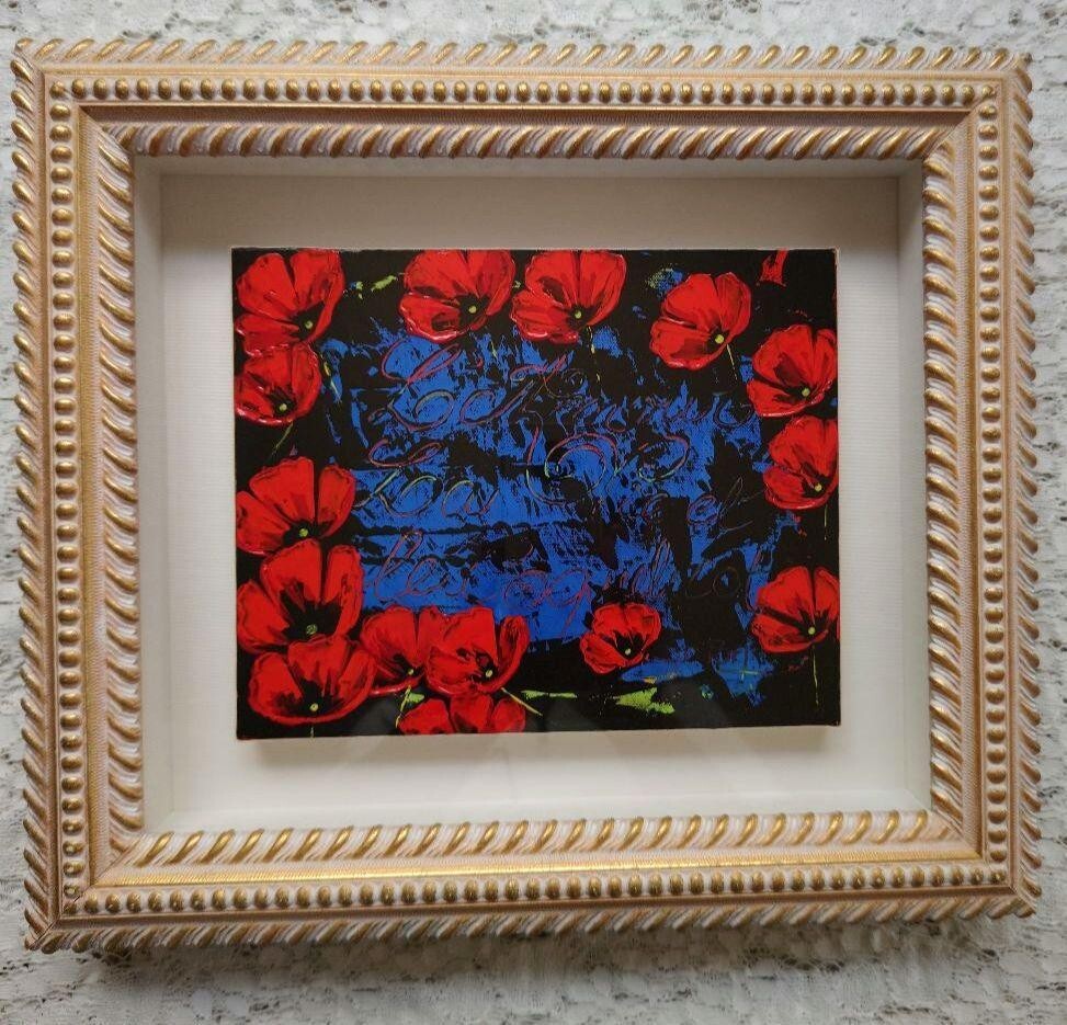 Sylvain Copon Original Acrylic Painting On Canvas Flower Art Signed Well Framed