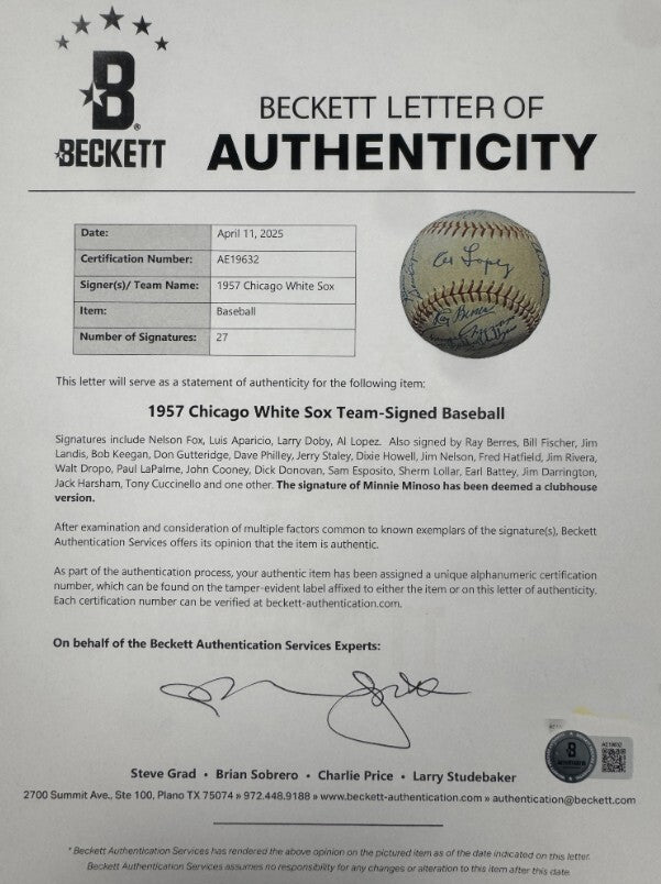 1957 Chicago White Sox Team Signed Baseball (27)