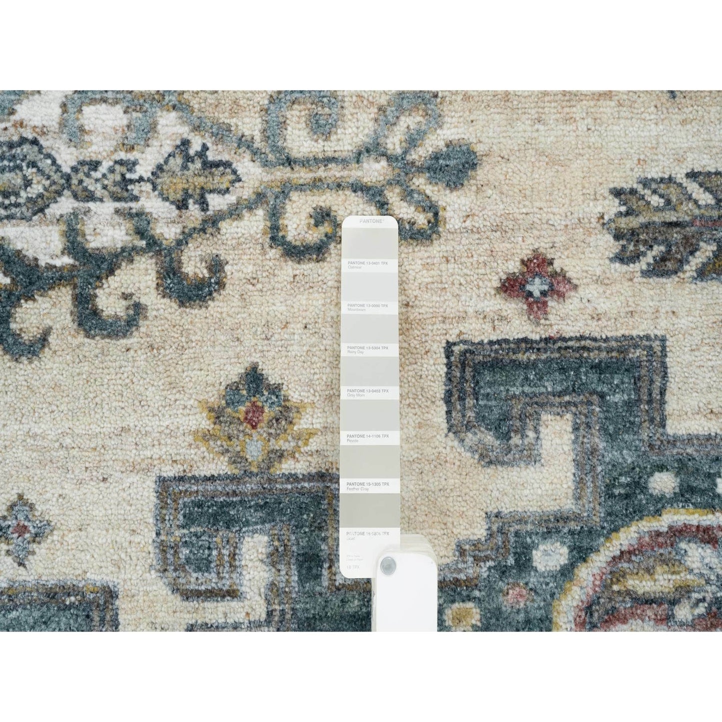 8'X10' Ivory Hand Knotted Reimagined Viss Design Pure Wool Oriental Rug