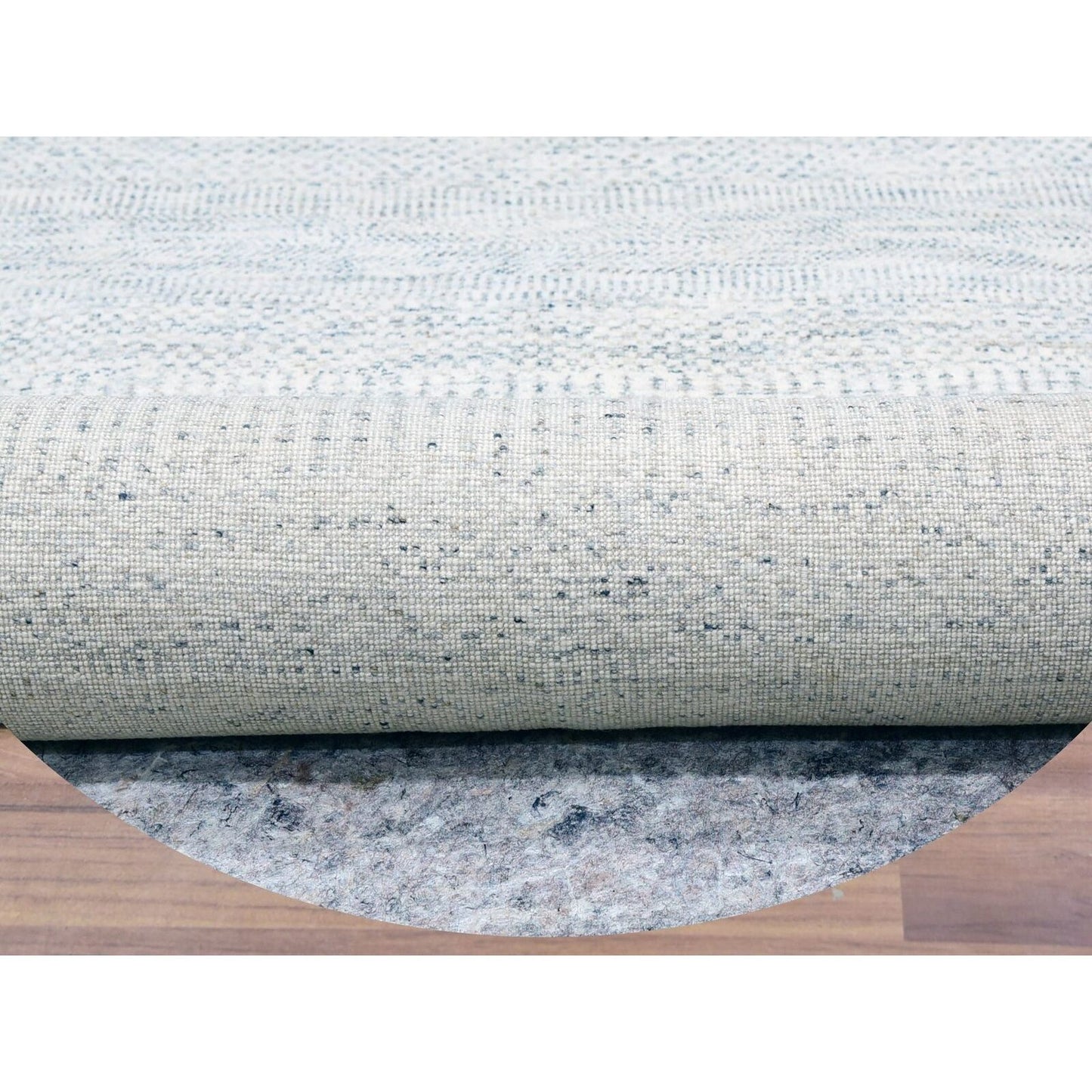 12'X12' Mushroom Gray Wool Hand Knotted Grass Design Round Oriental Rug