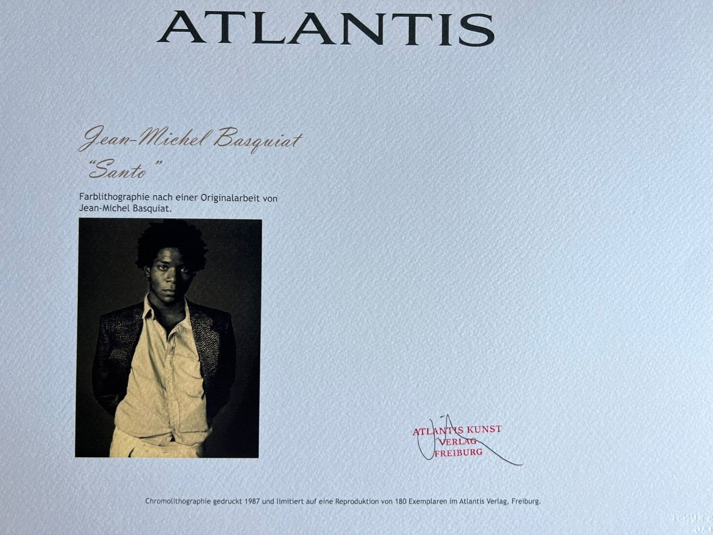 Jean M Basquiat Lithograph "Santo" Coa Signed Numbered By Hand