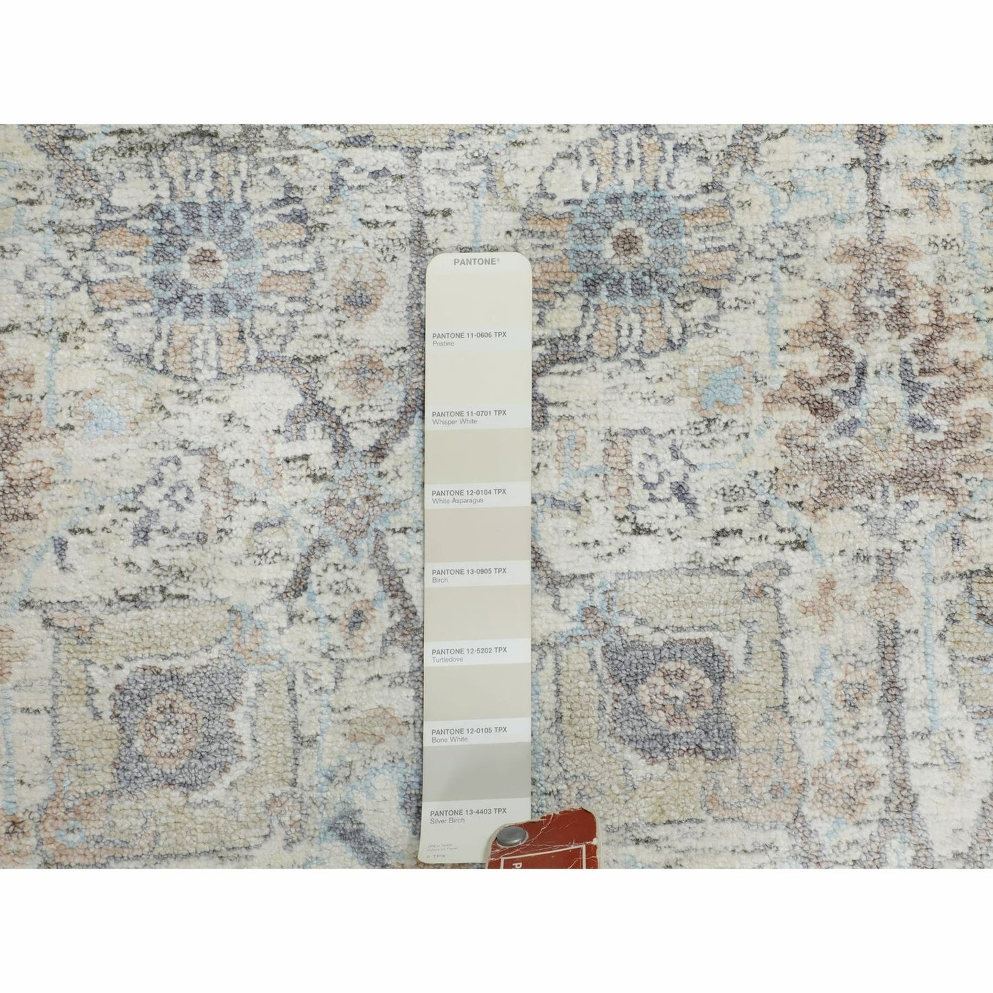 2'6"X6'2" Ivory Silk With Textured Wool Hand Knotted Runner Fine Rug