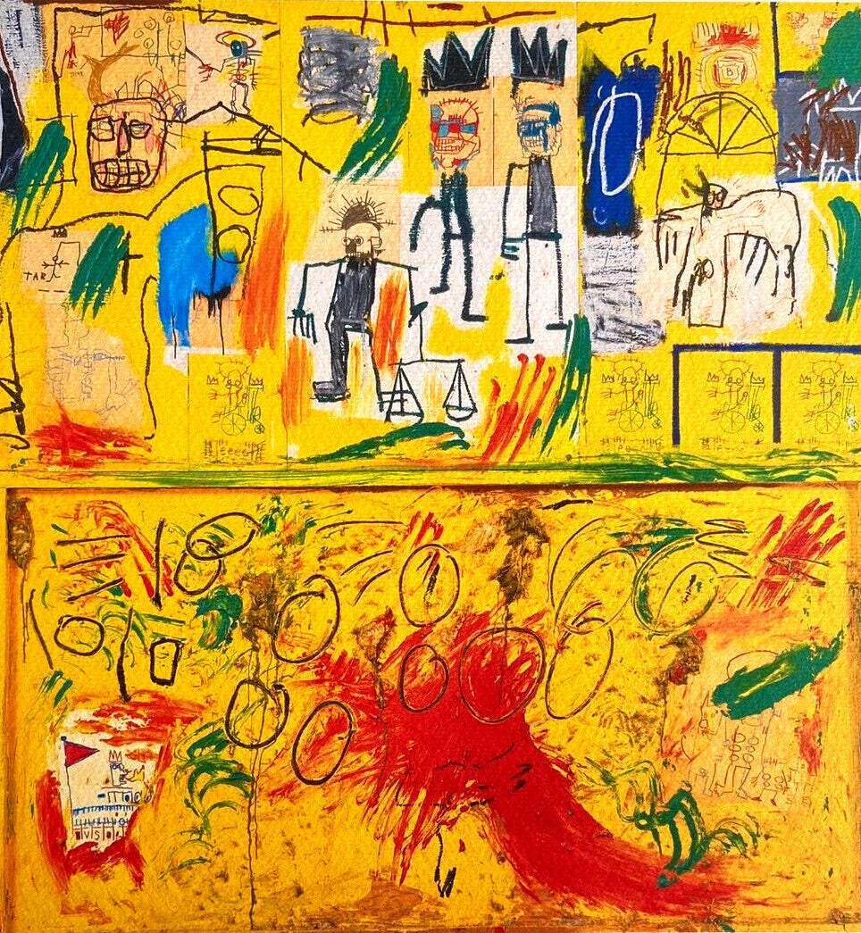Jean-Michel Basquiat Lithograph Coa Signed (Willem De Kooning)