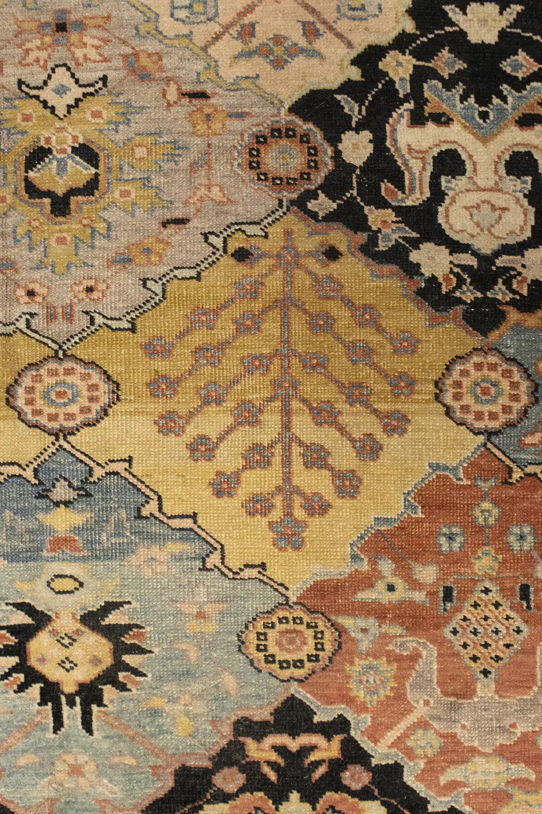 Distressed Ziegler Tribal Floral Rug Hand-Knotted