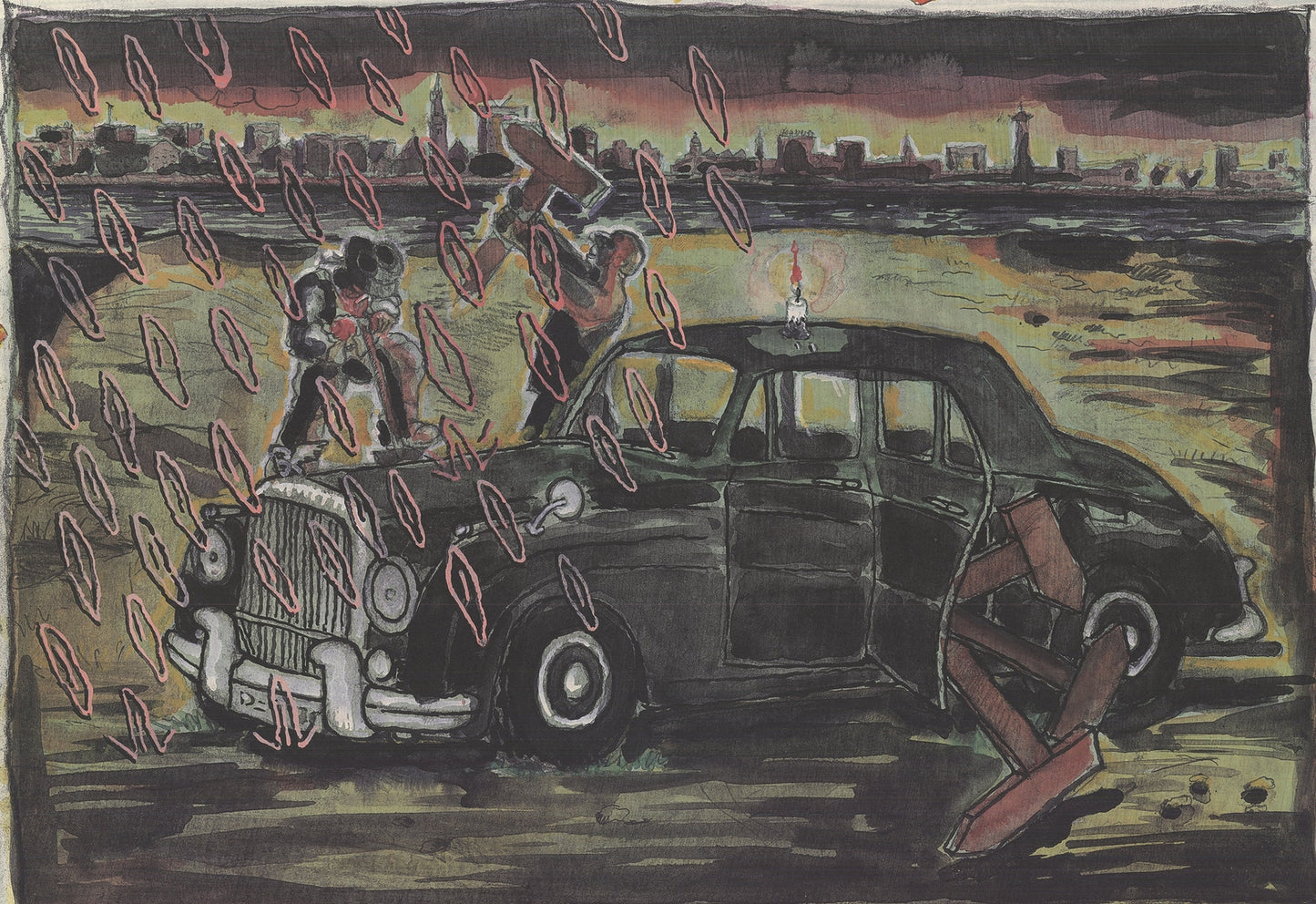Artist Unknown Car Jack " Offset Lithograph Contemporary