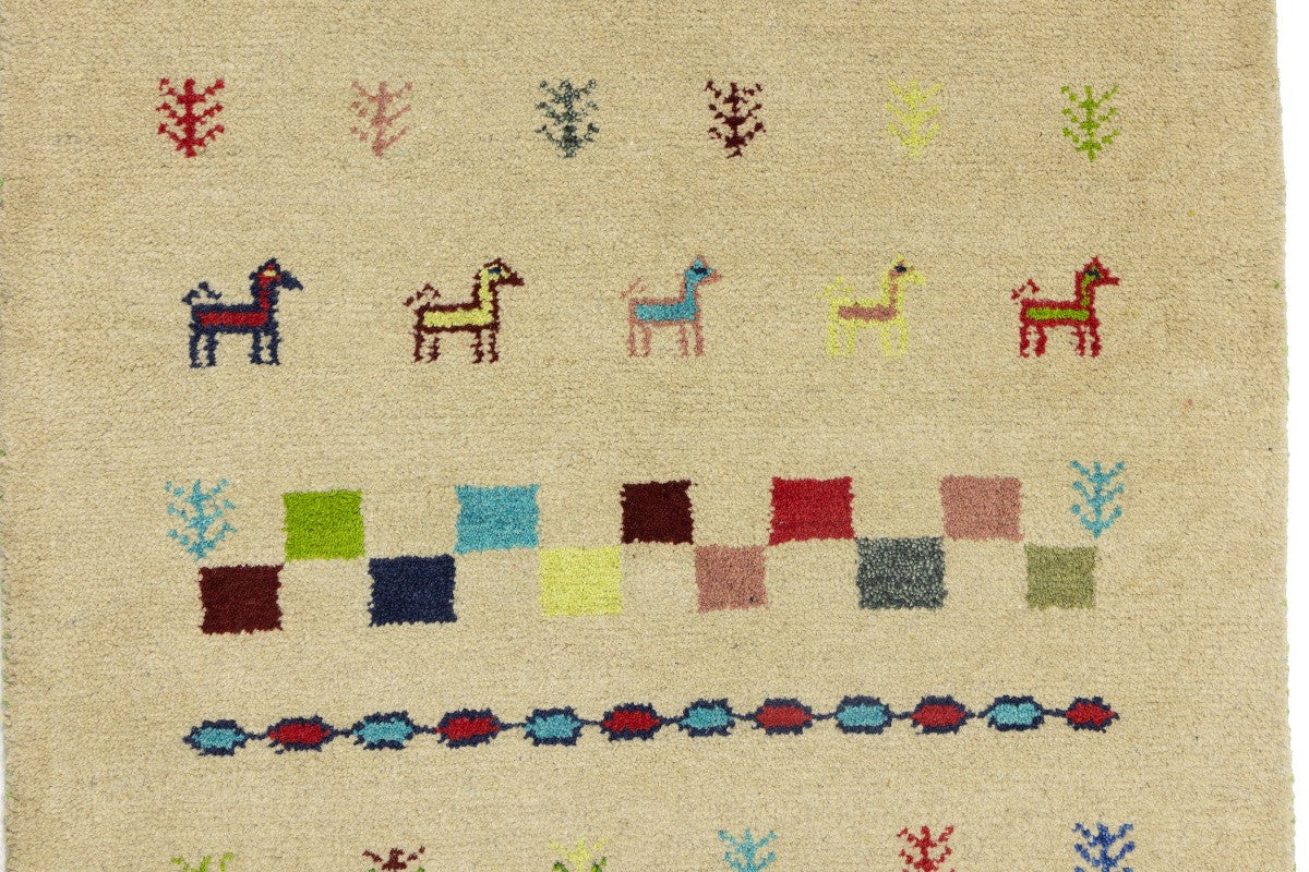 Hand-Knotted Tribal Indo-Gabbeh Pictorial Runner