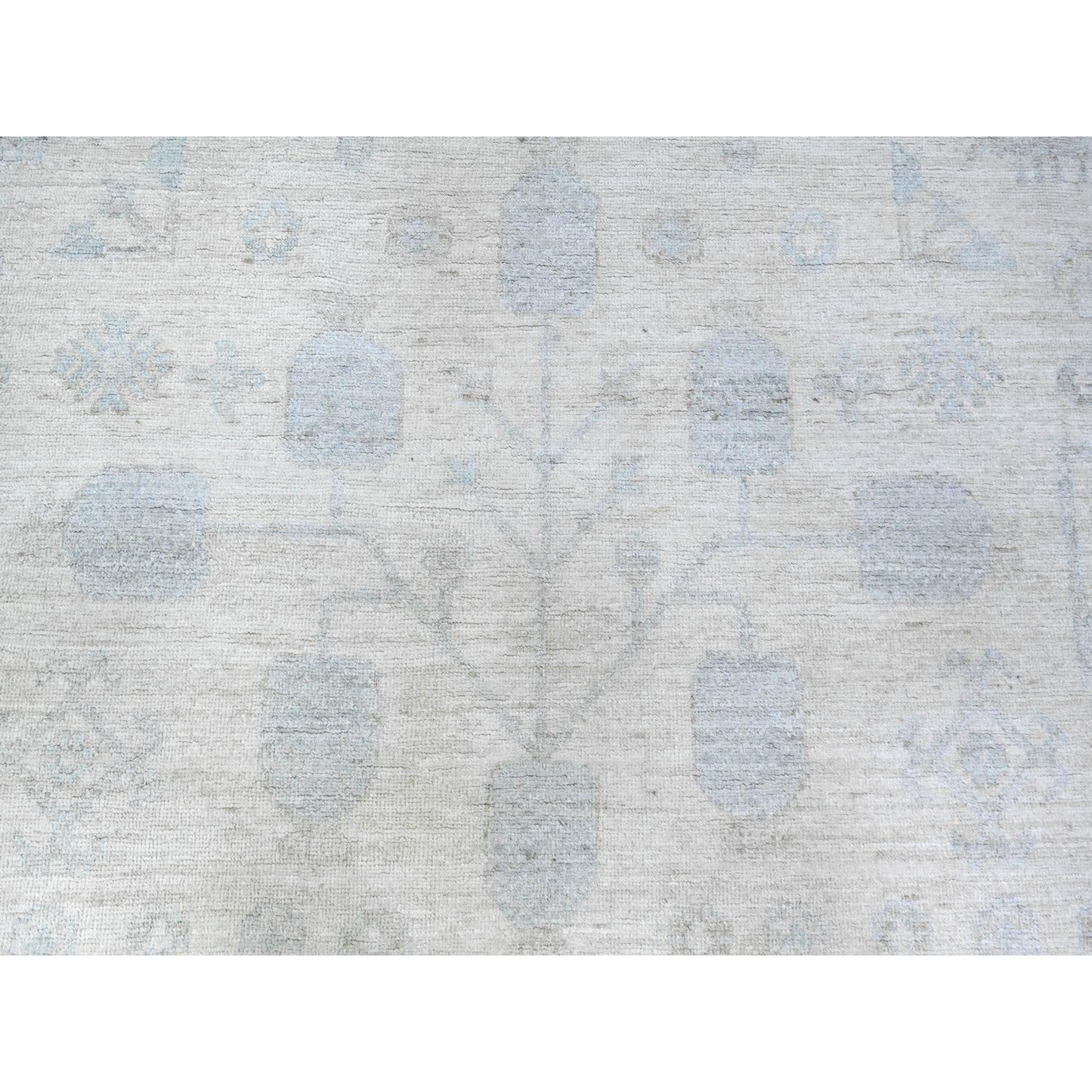 8'9"X11'7" Ivory Pure Wool White Wash Peshawar Hand Knotted Rug
