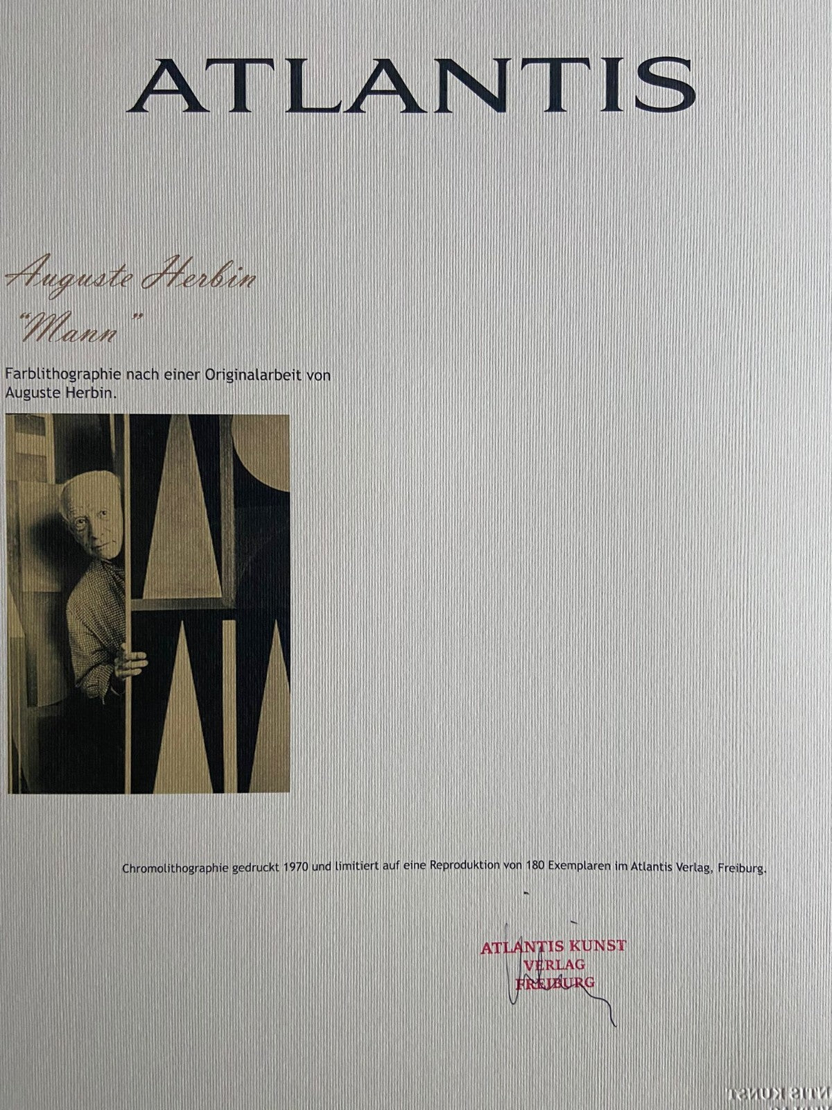 Auguste Herbin Lithograph Signed Numbered By Hand Certificate