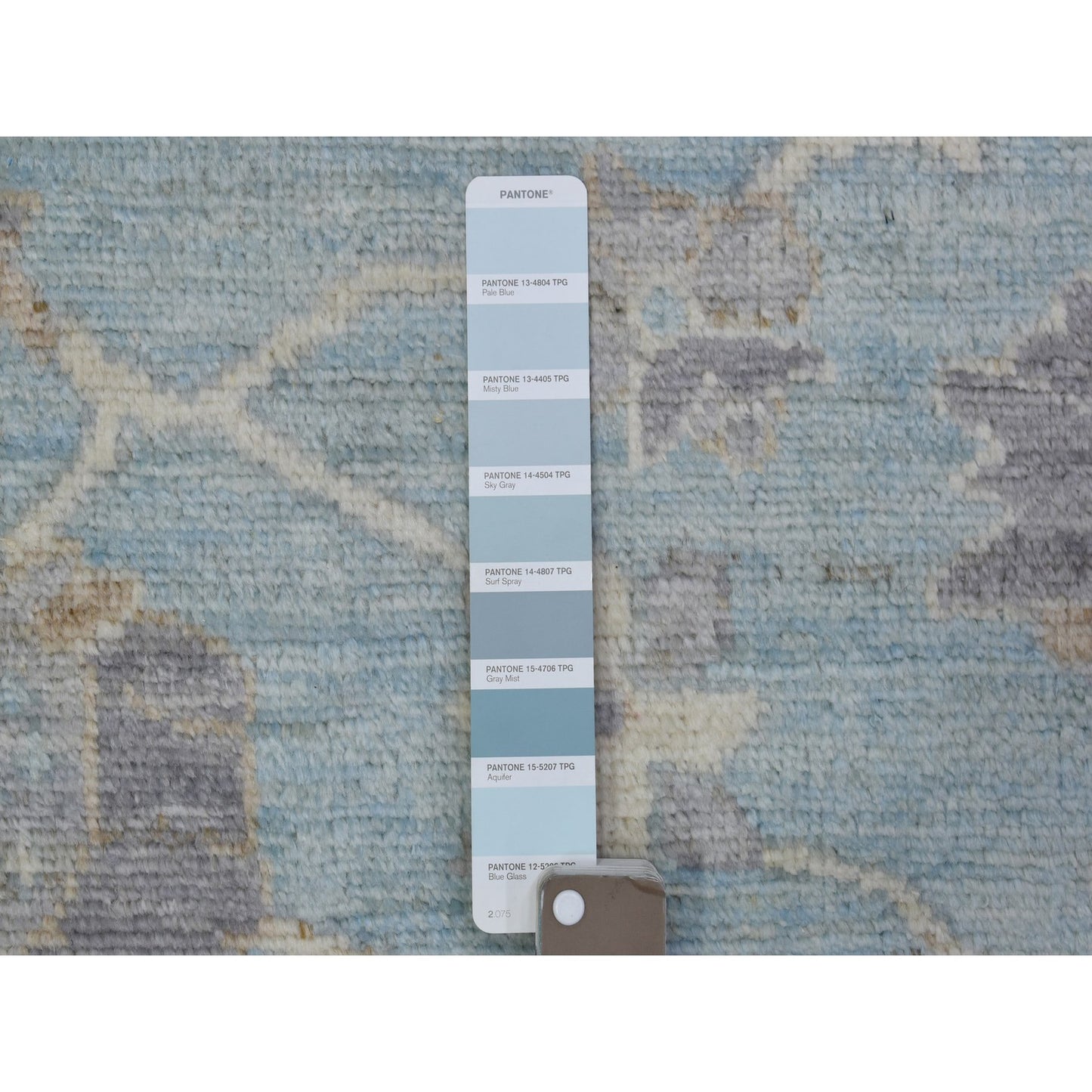 8'X9'8" Light Blue Soft Wool Hand Knotted Afghan Angora Oushak Rug