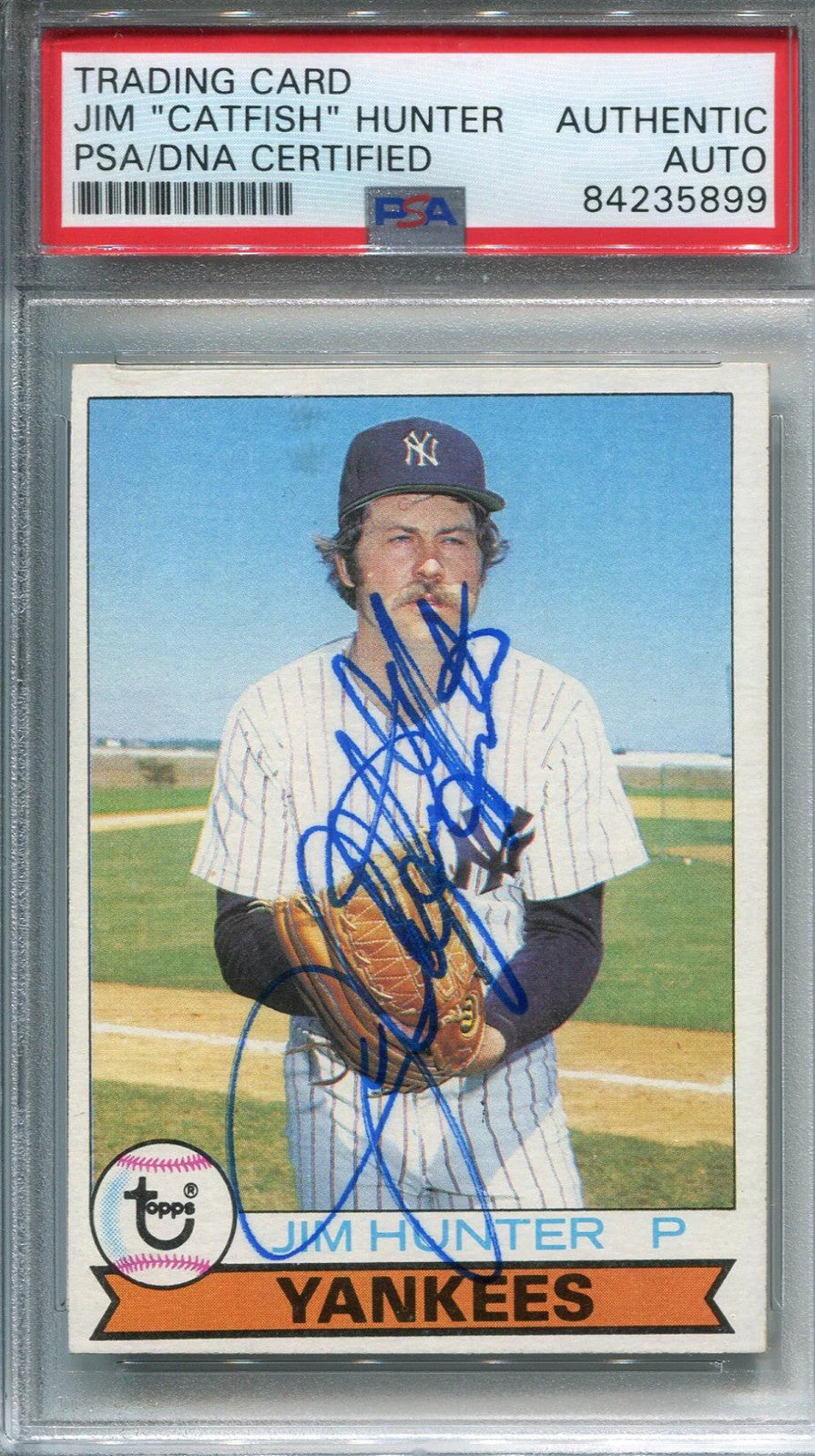 Jim "Catfish" Hunter Autographed Baseball Card (Psa)