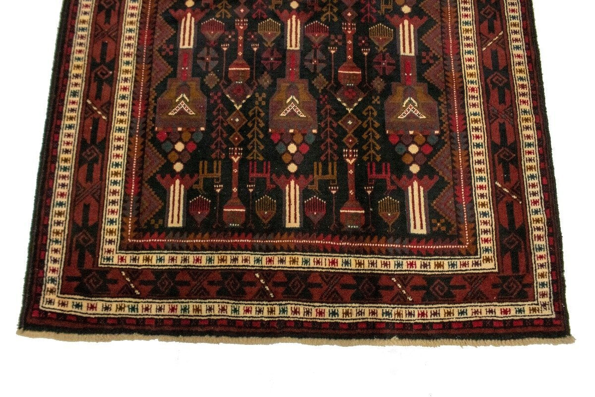 4'4X9'7 Ft Handmade Wool Vintage Tribal Style