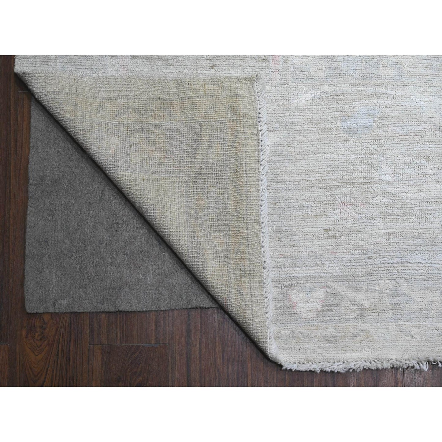 11'4"X15'5" Smoke White Wool Weft Afghan Angora Oushak Xl Oriental Rug