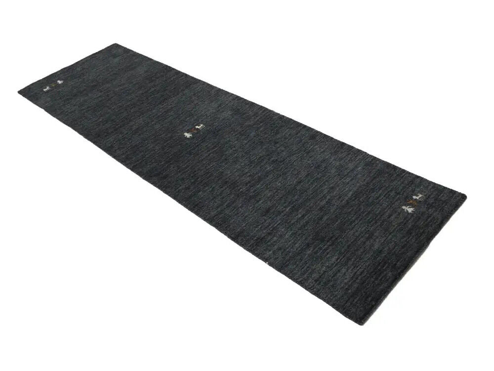 Plush Gabbeh Runner Rug Charcoal Tribal Modern