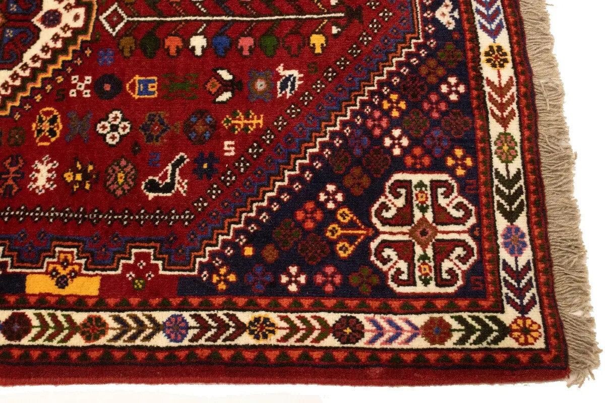 Hand-Knotted Wool Oriental Rug Vintage Tribal