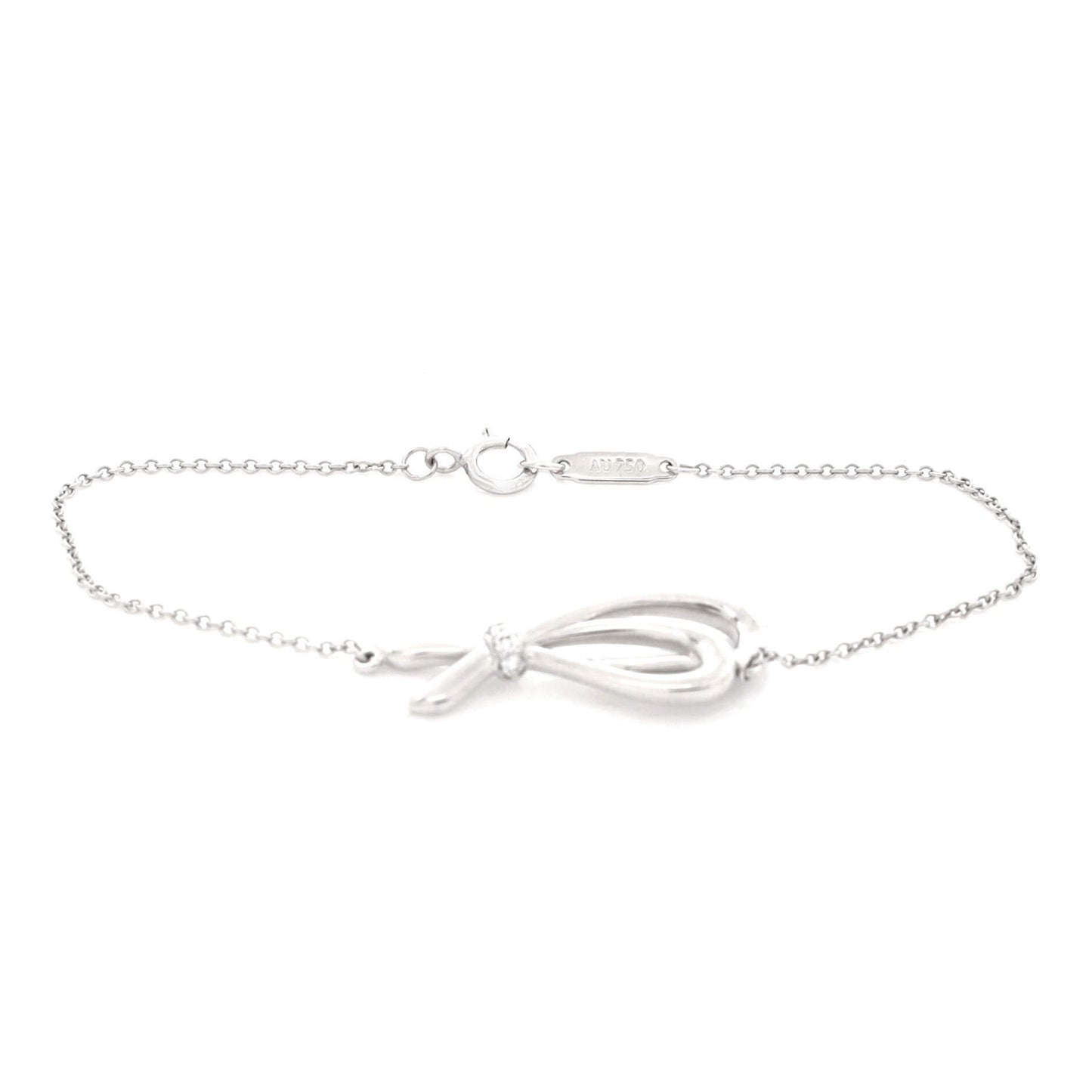 Tiffany & Co. Bow Knot Chain Bracelet 18K White Gold And Diamonds Small
