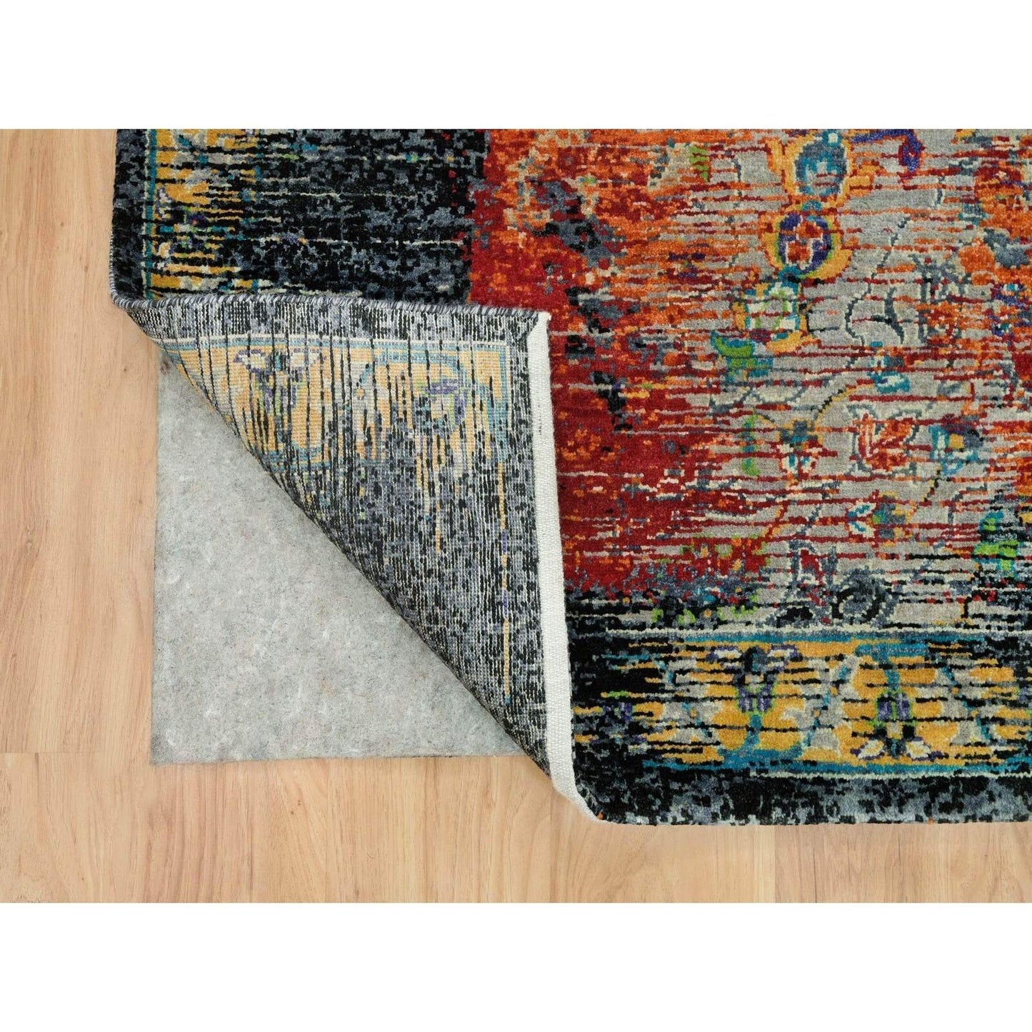 10'2"X10'2" Orange Wool Hand Knotted Ancient Ottoman Design Square Rug