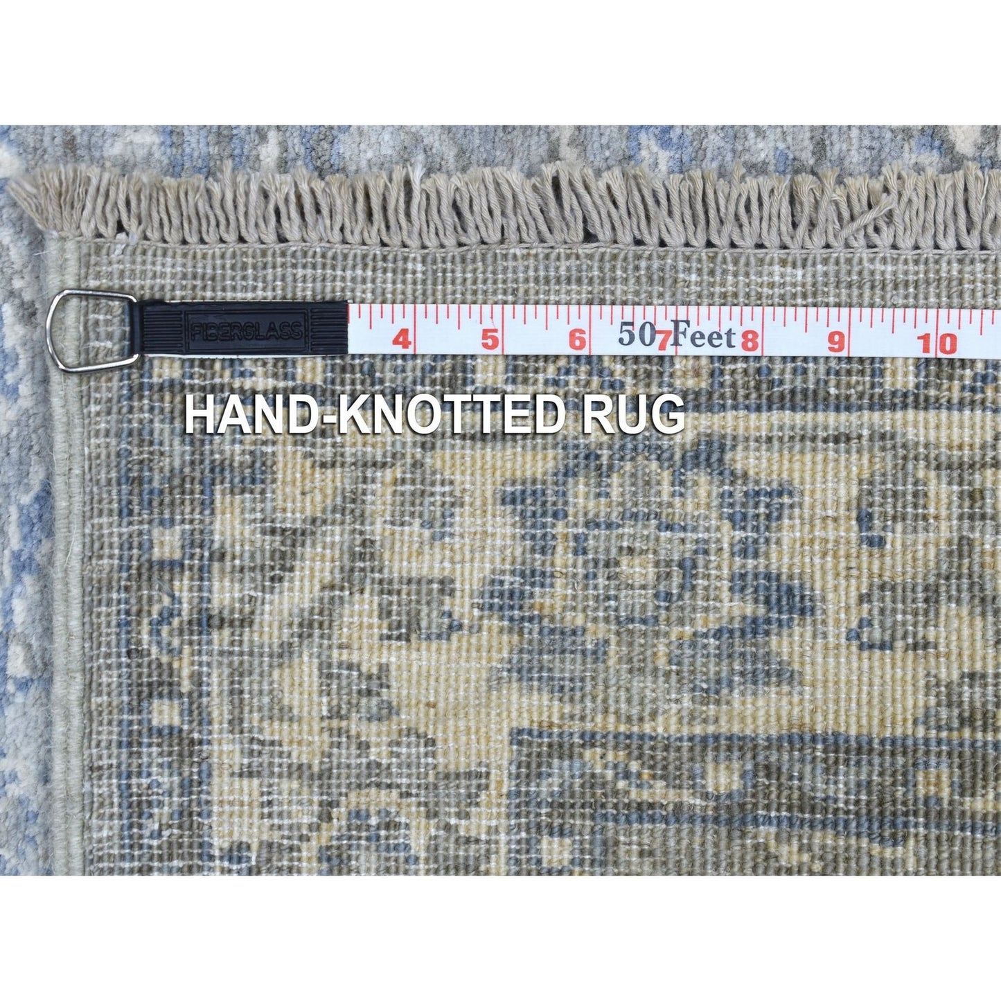 2'6"X9'9" Hand Knotted Gray Afghan Peshawar Extra Soft Wool Runner Rug