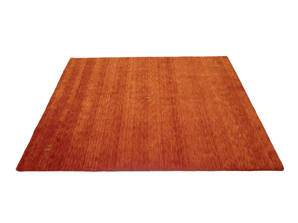 Orange-Red Gabbeh Modern Square Rug Wool Tribal