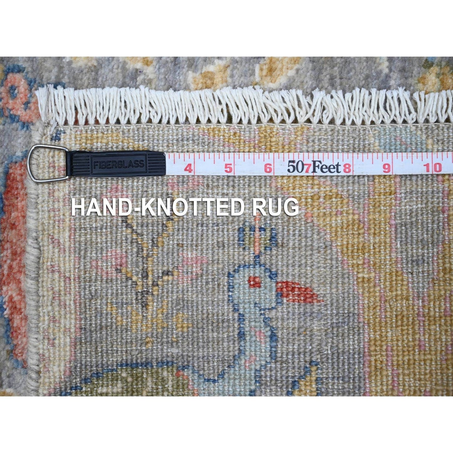 2'7"X10' Gray Peshawar Birds Of Paradise Wool Hand Knotted Runner Rug