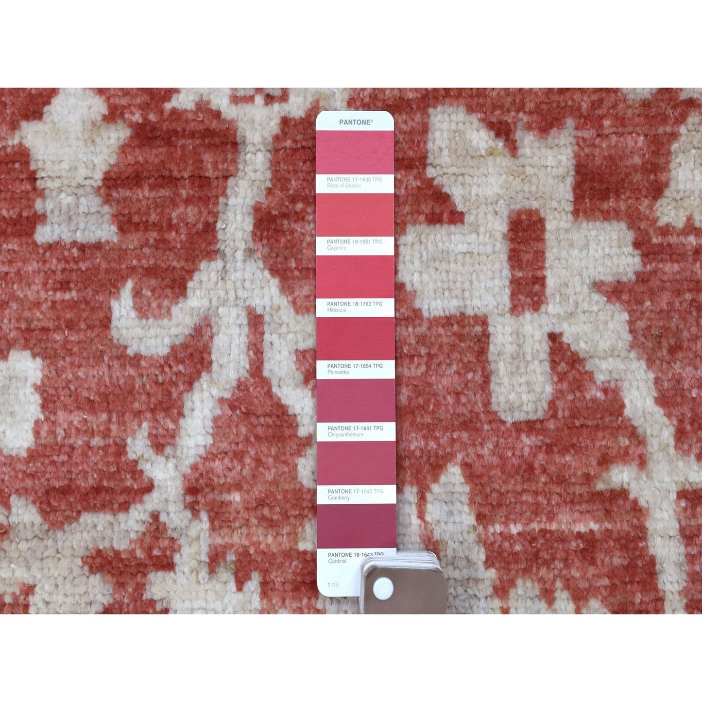 4'X5'9" Hand Knotted Brick Red Angora Oushak Pure Afghan Wool Rug