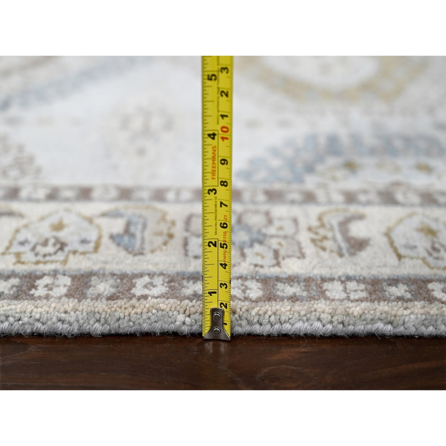 4'X10'1" Rhino Gray Wool Farsian Village Hand Knotted Wide Runner Rug