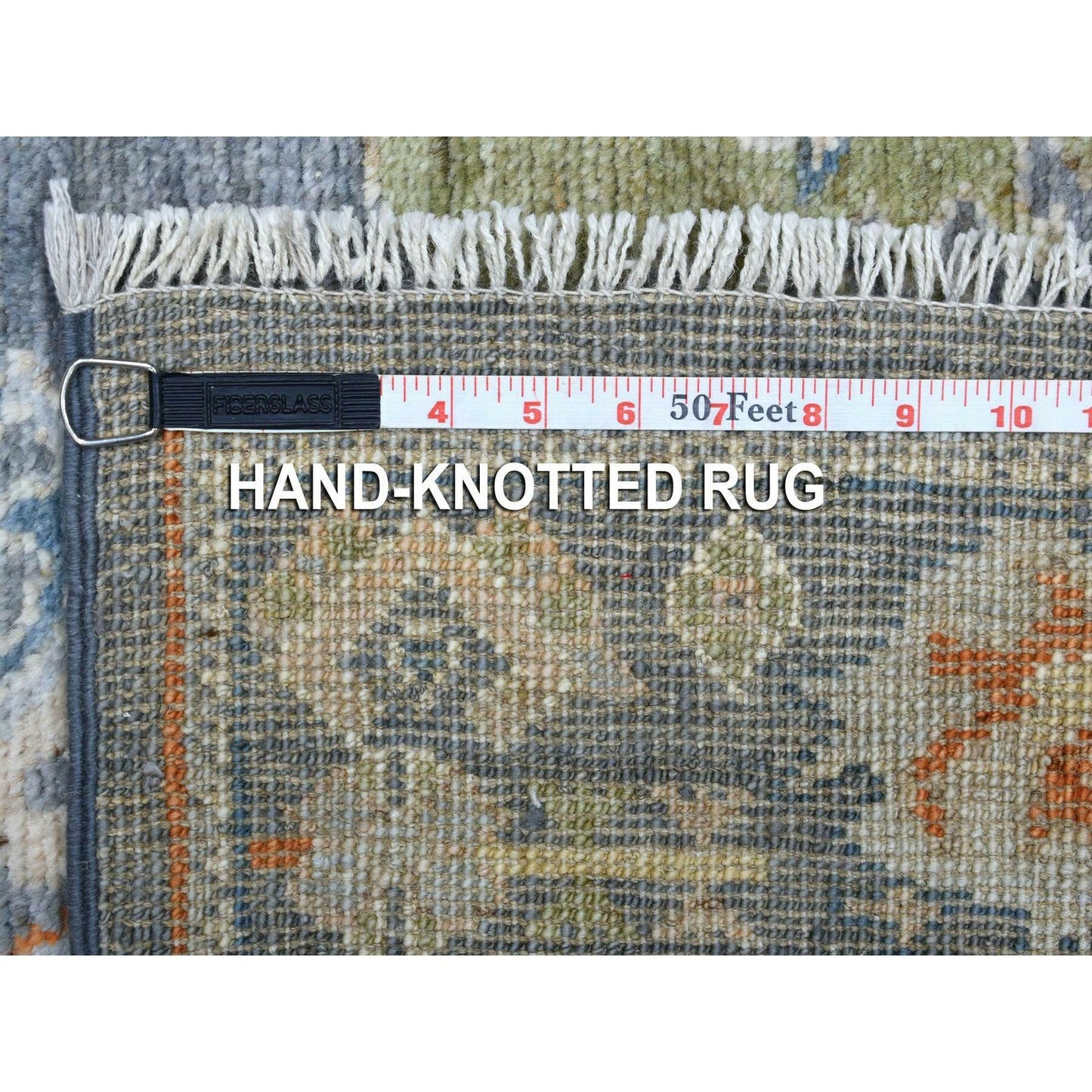 2'9"X9'9" Dark Gray Angora Oushak Wool Hand Knotted Runner Oriental Rug
