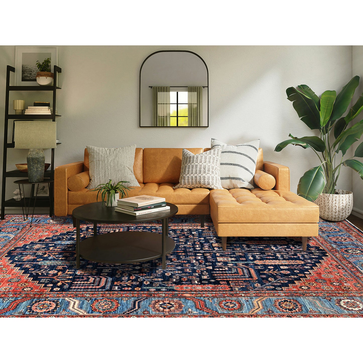 9'2"X12'1" Yale Blue Willow And Cypress Tree Design Wool Hand Knotted Rug