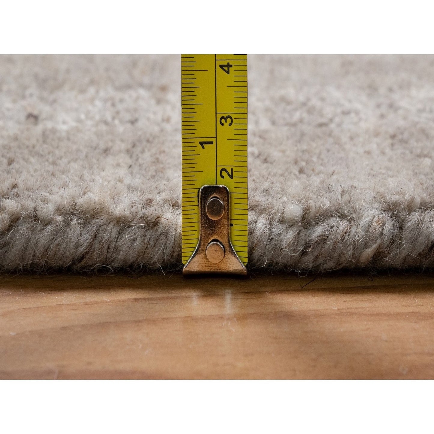 12'X15' Light Brown Hand Loomed Xl Rug Vertical Stripes Design Pure Wool