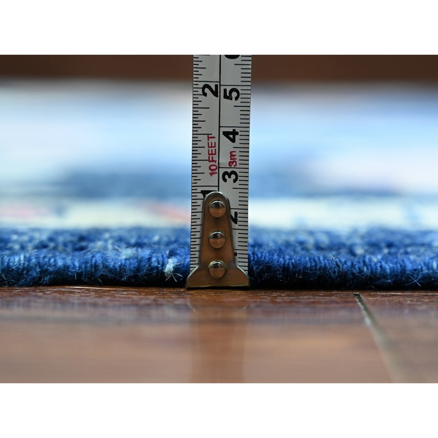 10'X13'9" Sapphire Blue Wool Hand Knotted Afghan Angora Oushak Rug