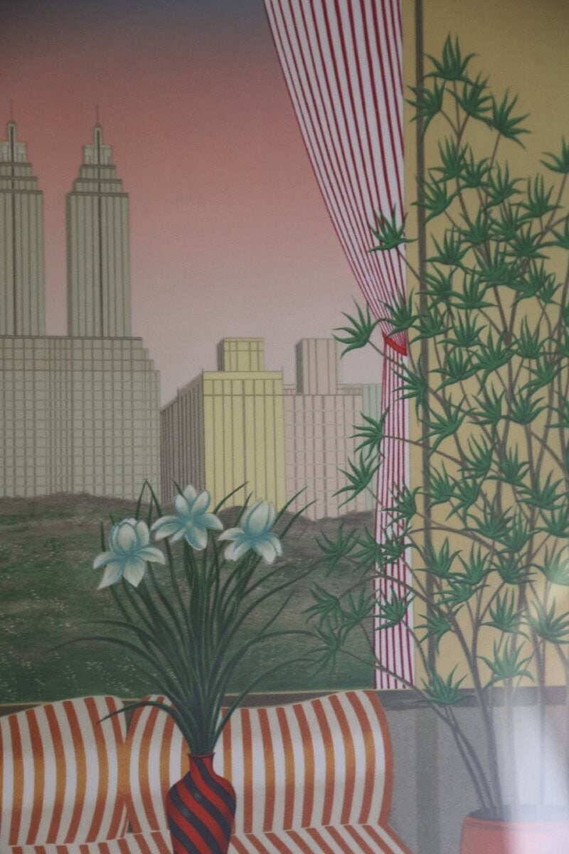 Fanch Ledan (France) - Skyscrapers Original Lithograph Signed Framed Limited 150