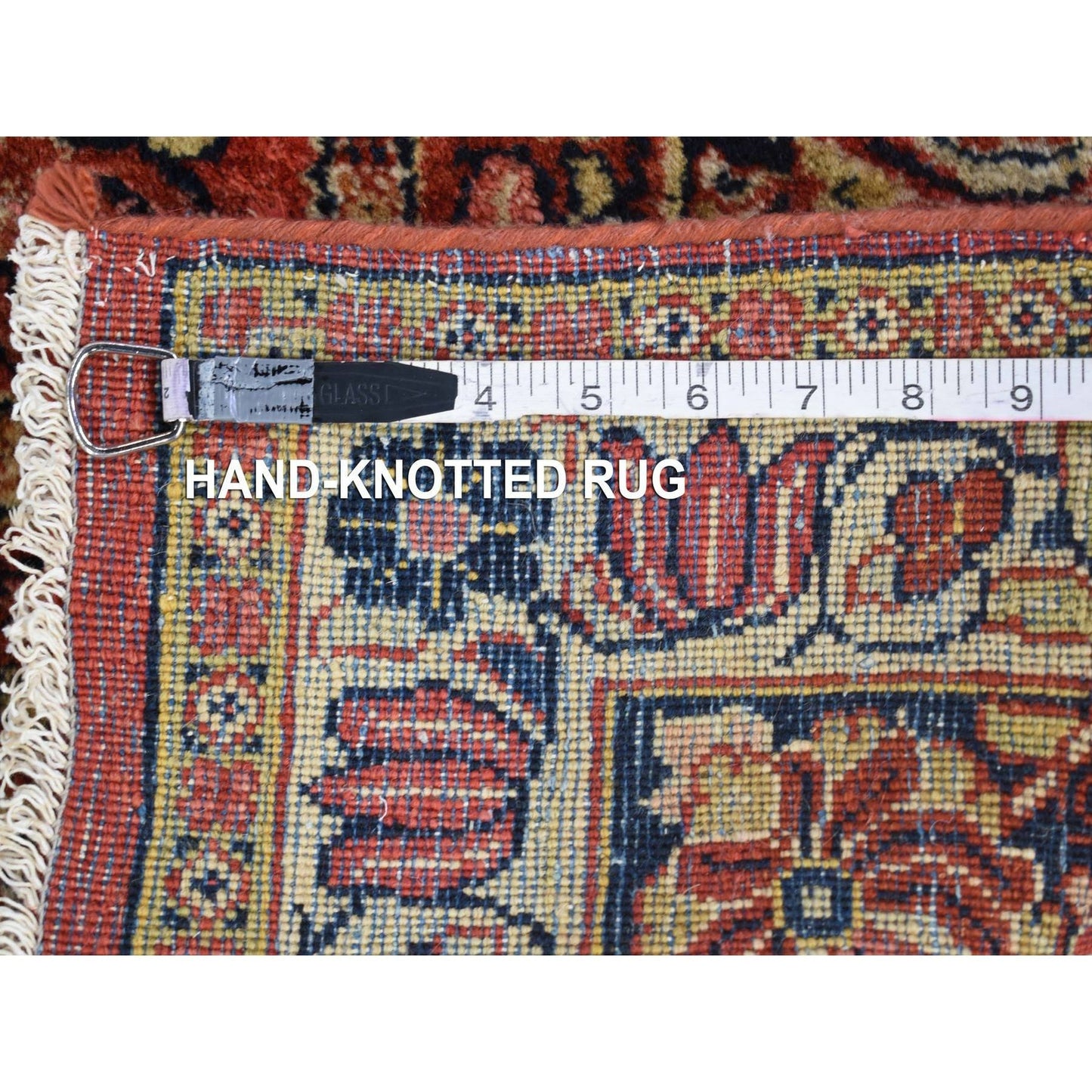 7'10"X9'10" Red Farsian Saroogh Soft Wool Hand Knotted Full Pile Rug