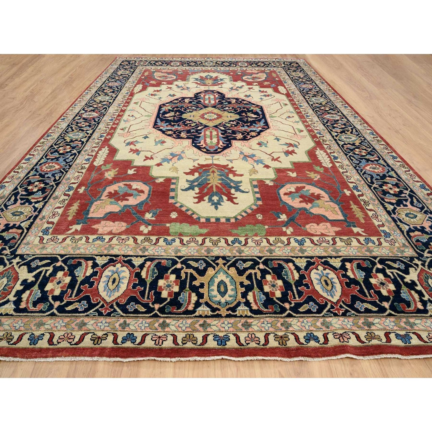 11'9"X17'10" Blue Pliable Wool Hand Knotted Heris Revival Oversized Rug