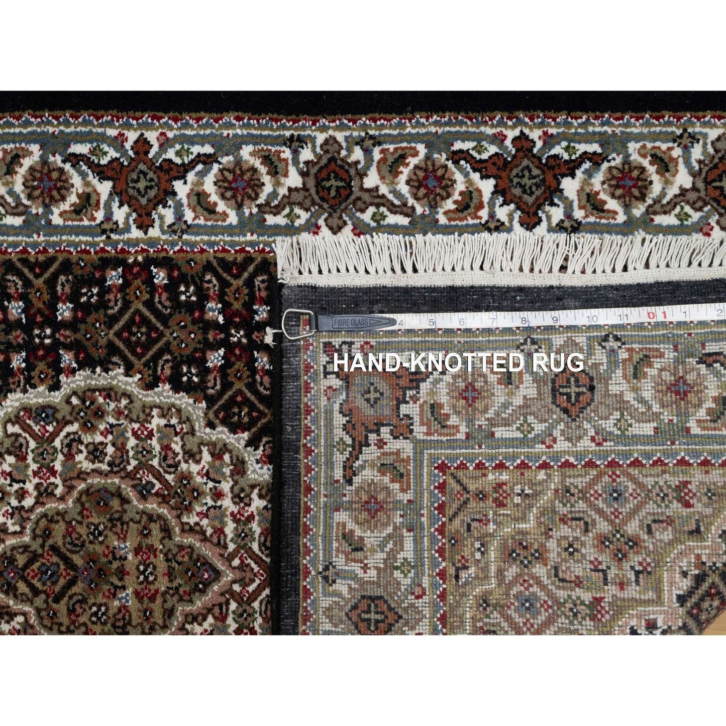 2'8"X20'1" Rich Black Tebraz Mahi Pure Wool Hand Knotted Xl Runner Rug
