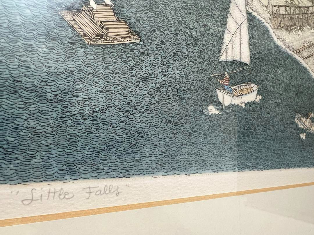 Cuca Romley "Little Falls" Limited Edition Lithograph Hand Signed Numbered Frame