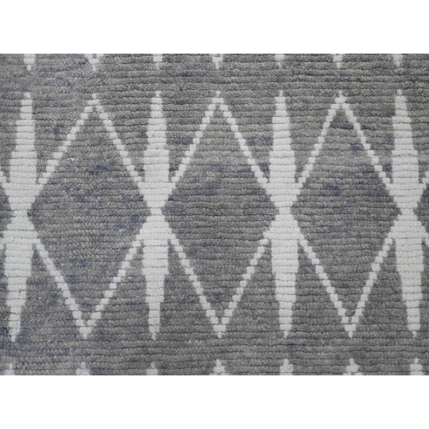 9'1"X12'4" Gray Moroccan Weave Geometric Pattern Hand Knotted Wool Rug