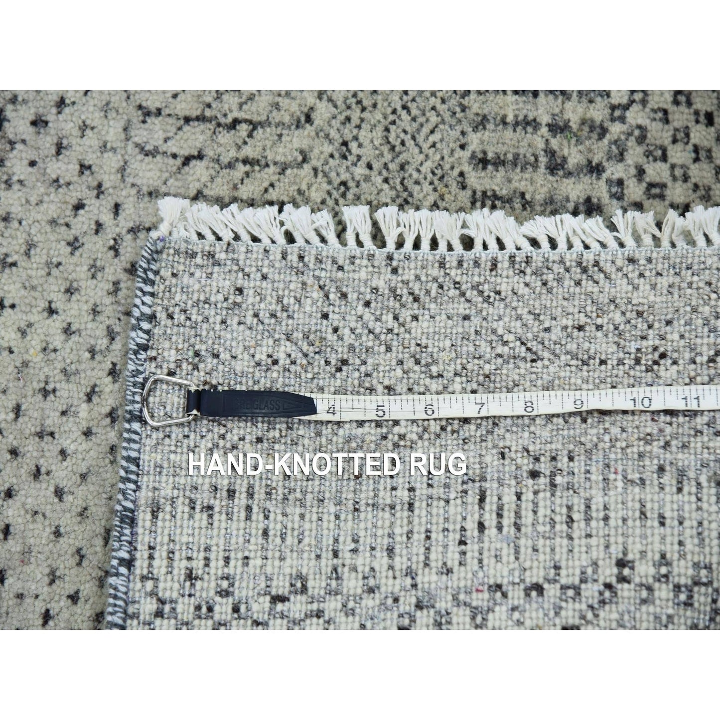 2'6"X16' Pastel Gray Hand Knotted Grass Design Wool Undyed Xl Runner Rug