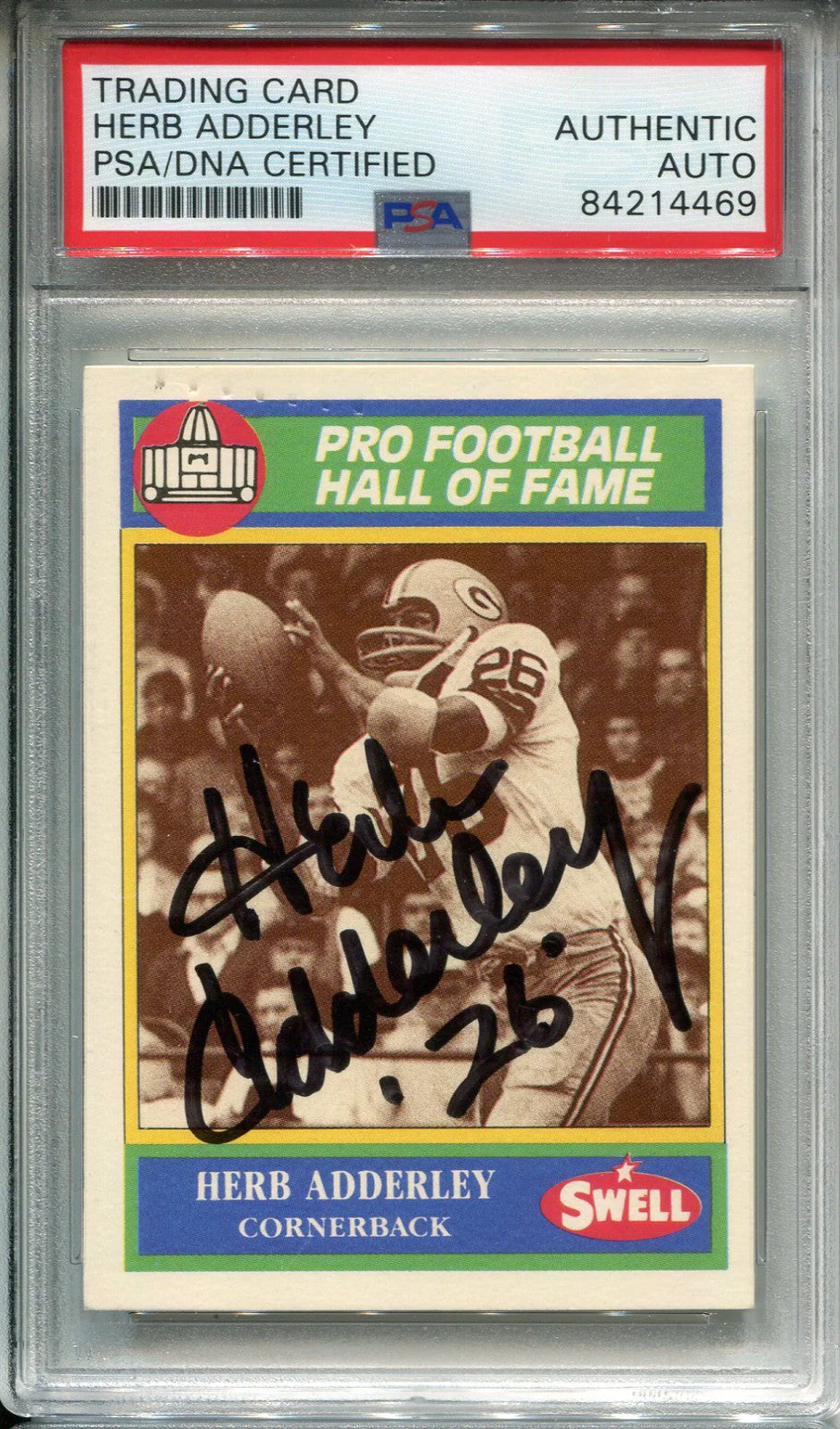 Herb Adderley Autographed 1990 Swell Card #103 (Psa)